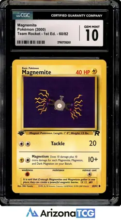 Pokemon 2000 Magnemite 60/82 1st Edition Team Rocket GEM MINT CGC 10 - Image 1