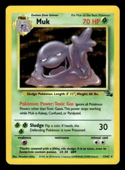 Muk 13/62 Holo Rare Fossil Set Pokemon Card - 1 - Image 1