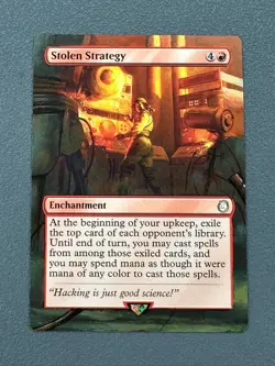 Stolen Strategy MTG Fallout Hand Painted Borderless Extended Full Altered Art v - Image 1