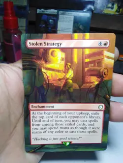 Stolen Strategy MTG Fallout Hand Painted Borderless Extended Full Altered Art v - Image 2