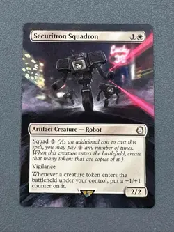 Securitron Squadron #23 MTG Fallout Hand Painted Borderless Extended Altered Art - Image 1