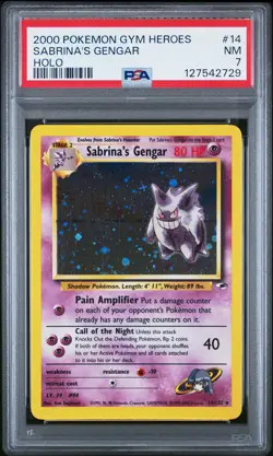 2000 POKEMON GYM HEROES HOLO #14 SABRINA'S GENGAR PSA 7 - Image 1