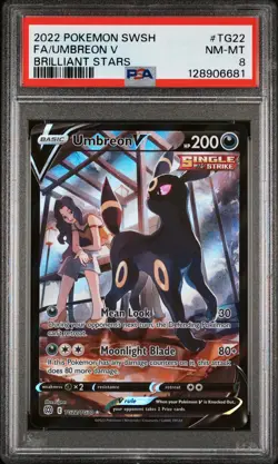2022 POKEMON SWORD & SHIELD BRILLIANT STARS #TG22 FULL ART/UMBREON V PSA 8 - Image 1