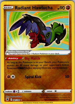 Radiant Hawlucha 081/189 Pokemon TCG Sword & Shield Astral Radiance Holo Rare NM - Image 1