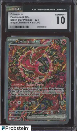 #1 2025 Pokemon BSP Mega Charizard X ex UPC #024 Oricori ex CGC 10 GEM MINT - Image 1