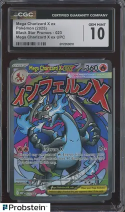 #5 2025 Pokemon BSP Mega Charizard X ex UPC #023 Mega Charizard X ex CGC 10 - Image 1
