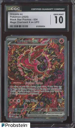 #3 2025 Pokemon BSP Mega Charizard X ex UPC #024 Oricori ex CGC 10 GEM MINT - Image 1