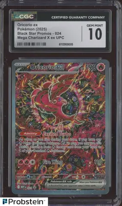 #4 2025 Pokemon BSP Mega Charizard X ex UPC #024 Oricori ex CGC 10 GEM MINT - Image 1