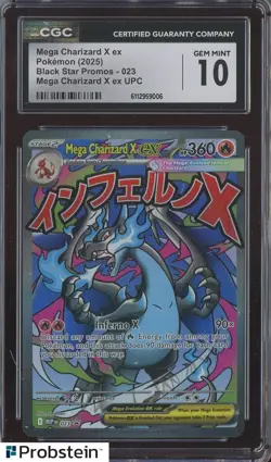 #1 2025 Pokemon BSP Mega Charizard X ex UPC #023 Mega Charizard X ex CGC 10 - Image 1