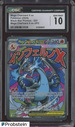 #2 2025 Pokemon BSP Mega Charizard X ex UPC #023 Mega Charizard X ex CGC 10 - Image 1