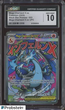 #4 2025 Pokemon BSP Mega Charizard X ex UPC #023 Mega Charizard X ex CGC 10 - Image 1