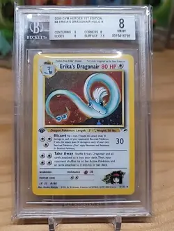 BGS 8 NM-MT ERIKA'S DRAGONAIR 1ST EDITION HOLO RARE 2000 GYM HEROES SET POKEMON - Image 1