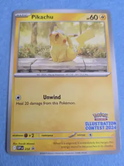 Pikachu # 214 Pokemon Promo Illustration Contest Stamp NM - Image 1