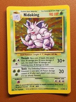 Nidoking Base Set Holo Unlimited Rare Card 11/102 LP Condition Pokemon TCG Card - Image 1