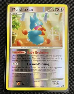 NM Pokemon 2009 Rising Rivals Munchlax Reverse Holo #70/111 - Image 1
