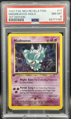 2001 Pokemon Neo Revelation 1st Edition #11 Misdreavus Holo PSA 8 NM-MINT - Image 1