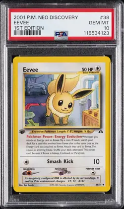 2001 POKEMON NEO DISCOVERY 1ST EDITION #38 EEVEE PSA 10 - Image 1