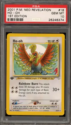 Pokemon Ho-Oh Neo Revelation 1st Edition Rare #18 PSA 10 Gem Mint - Image 1