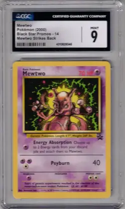 2000 POKEMON #14 MEWTWO BLACK STAR PROMOS MEWTWO STRIKES BACK CGC 9 - Image 1