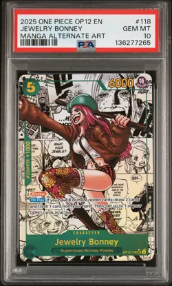 2025 ONE PIECE MANGA ALTERNATE ART OP12-118 JEWELRY BONNEY PSA 10 - Image 1
