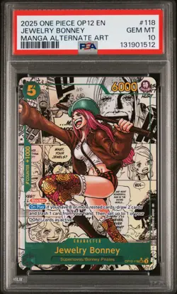 2025 ONE PIECE MANGA ALTERNATE ART OP12-118 JEWELRY BONNEY PSA 10 - Image 1