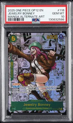 2025 ONE PIECE MANGA ALTERNATE ART OP12-118 JEWELRY BONNEY PSA 10 - Image 1