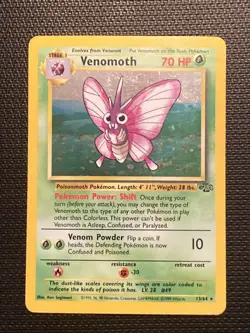 Pokemon TCG Venomoth Holo Rare Unlimited Jungle Card 13/64 LP - Image 1