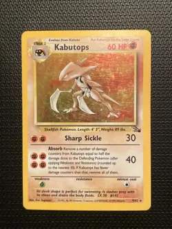 Pokemon TCG Kabutops Holo Rare Unlimited Card 9/62 Fossil LP - Image 1
