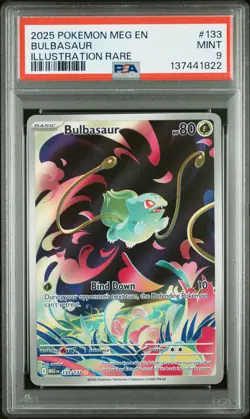 2025 POKEMON MEG EN-MEGA EVOLUTION ILLUSTRATION RARE #133 BULBASAUR PSA 9 - Image 1