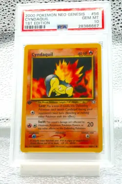 2000 Pokemon Neo Genesis 1st Edition Cyndaquil #56/111 PSA 10 - Image 1