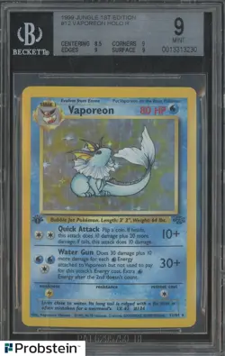 1999 Pokemon Jungle 1st Edition #12 Vaporeon Holo RARE BGS 9 MINT VINTAGE - Image 1