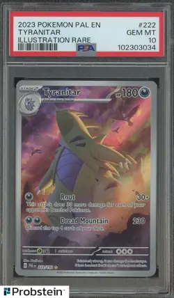 2023 Pokemon PAL EN #222 Tyranitar Illustration Rare PSA 10 GEM MINT - Image 1