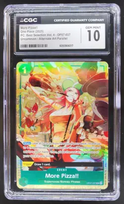 2025 ONE PIECE CCG MORE PIZZA!! ALTERNATE ART OP07-037 CGC 10 A PT - Image 1