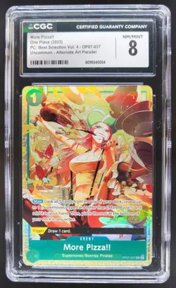 2025 ONE PIECE CCG MORE PIZZA!! ALTERNATE ART OP07-037 CGC 8 A PT - Image 1