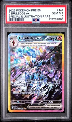 2025 POKEMON PRE EN-PRISMATIC EVOLUTIONS #147 CERULEDGE EX PSA 10 - Image 1