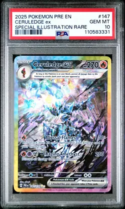 2025 POKEMON PRE EN-PRISMATIC EVOLUTIONS #147 CERULEDGE EX PSA 10 - Image 1