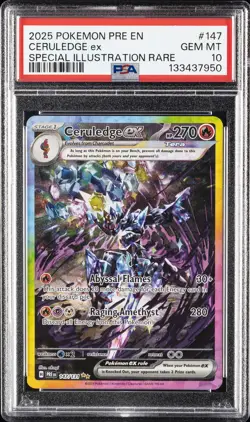 2025 POKEMON PRE EN-PRISMATIC EVOLUTIONS #147 CERULEDGE EX PSA 10 - Image 1