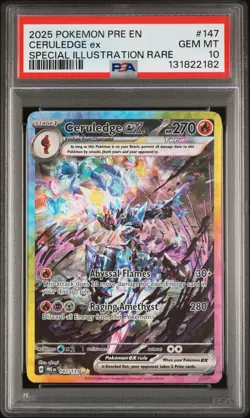 2025 POKEMON PRE EN-PRISMATIC EVOLUTIONS #147 CERULEDGE EX PSA 10 - Image 1