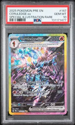 2025 POKEMON PRE EN-PRISMATIC EVOLUTIONS #147 CERULEDGE EX PSA 10 - Image 1