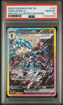 2025 POKEMON PRE EN-PRISMATIC EVOLUTIONS #147 CERULEDGE EX PSA 10 - Image 1