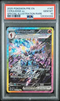 2025 POKEMON PRE EN-PRISMATIC EVOLUTIONS #147 CERULEDGE EX PSA 10 - Image 1