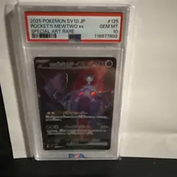 2025 POKEMON JPN SV10-GLORY OF TEAM ROCKET #125 TEAM ROCKET'S MEWTWO EX PSA 10 - Image 1