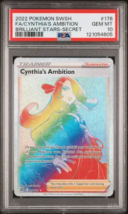 2022 POKEMON SWORD & SHIELD BRILLIANT STARS FULL ART/CYNTHIA'S AMBITION PSA 10 - Image 1