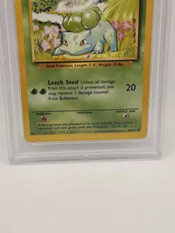 Pokemon TCG Base Set Bulbasaur Card 44/102 Shadowless, Vintage, Common, PSA 4 - Image 3