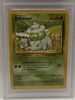 Pokemon TCG Base Set Bulbasaur Card 44/102 Shadowless, Vintage, Common, PSA 4 - Image 4