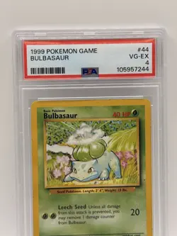 Pokemon TCG Base Set Bulbasaur Card 44/102 Shadowless, Vintage, Common, PSA 4 - Image 5