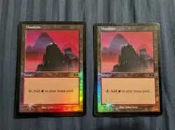2x Urza's Saga Arena League Promo Foil Mountain Mana - MTG - Magic the Gathering - Image 1