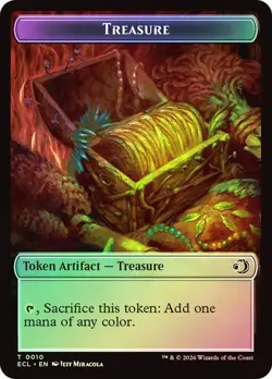 Foil Elf/Treasure Token, Lorwyn Eclipsed Token, MTG, 1 pack, Magic - Image 1