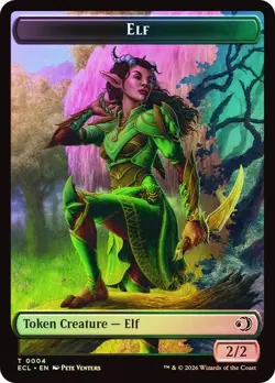 Foil Elf/Treasure Token, Lorwyn Eclipsed Token, MTG, 1 pack, Magic - Image 2
