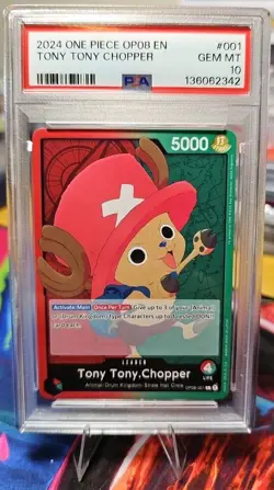 One Piece TCG - 'Tony Tony.Chopper' OP08-001 Reg. Leader - Two Legends PSA10 - Image 1